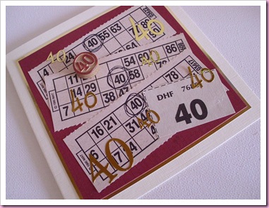 Bingo cards - 40th Birthday Card
