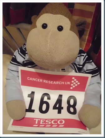 Monkey with his Race for Life Number