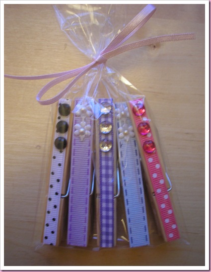 Decorated pegs in gift bag