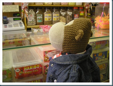 Monkey looking at sweets