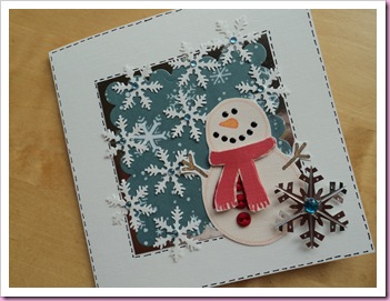 Scalloped Square Snowman Card