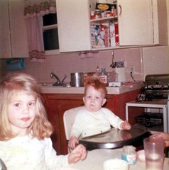 Julie & Steve in kitchen, Glendale, 1966