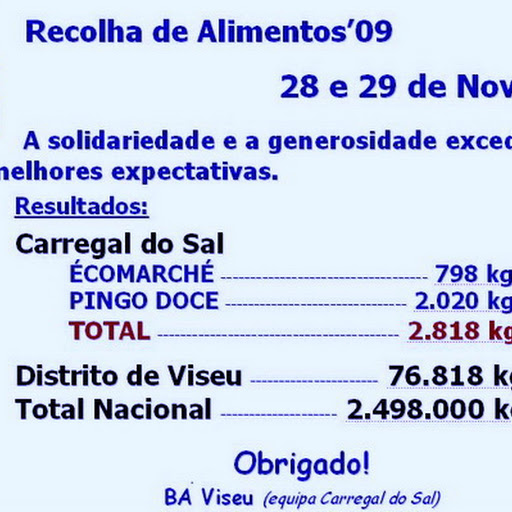 Banco Alimentar Contra a Fome de Viseu - AGRADECIMENTO
