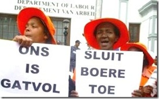 Female farm workers protesting