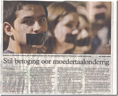 20000 Afrikaner pupils protested against removal of Afrikaans language rights from education NewsCuttingBeeld
