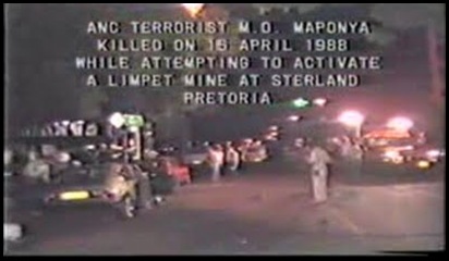 PretoriaSterlandBomb16April1988KilledANCterrorirst MO Maponya