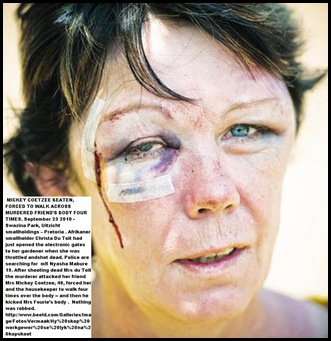 DuToit murdered woman friend Mickey Coetzee who was also brutally beaten in the face Sept232010