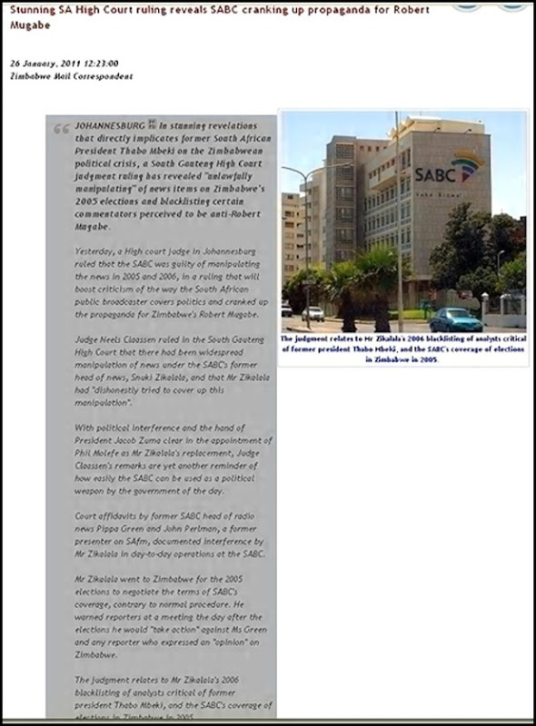 SA BROADCASTER MANIPULATED POLITICAL NEWS RULES GAUTENG COURT JAN262011