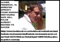 Olivier Frederick 19 POLICE CLAIMED HE SUICIDED IN WESTONARIA POLICE CELL APR52011