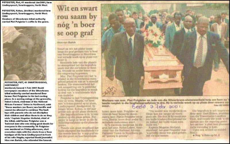 Potgieter Piet NW farmer murdered Silverkrans tribal authority carried coffin 2FEB2001 BEELD