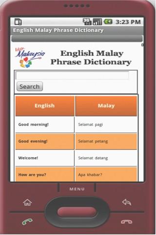 EnglishMalay Phrase dictionary