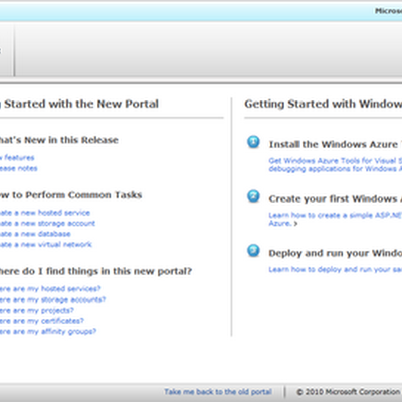 Novo Portal Windows Azure Platform