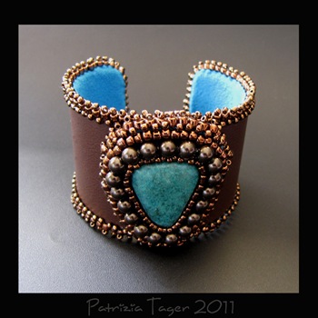 Brown & Turquoise Leather Cuff 02 copy