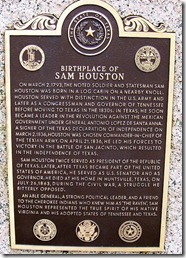Birthplace of Sam Houston Bronze Marker (Click to Enlarge)