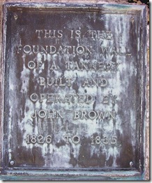 Plaque located on foundation of the Tannery