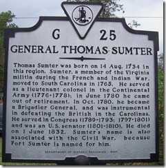 General Thomas Sumter Marker G-25 VA