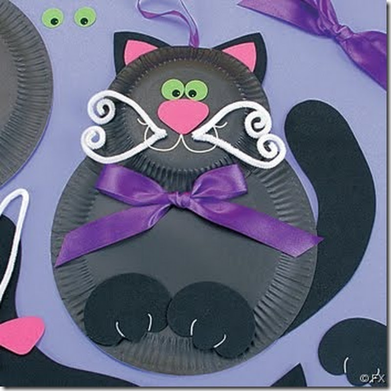 Manualidad  Gato negro con plato de cartón