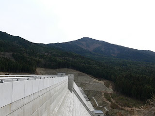 Vista dell'argine a valle dalla sponda destra