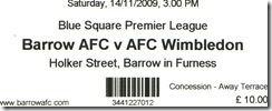 Barrow vs Dons ticket