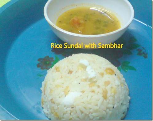 Rice sundal with Sambhar