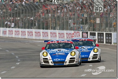 #80 Car Amigo-Alex Job Racing Porsche 911 GT3 Cup: Ricardo Gonzalez, Luis Diaz, #81 Alex Job Racing Porsche 911 GT3 Cup: Juan Gonzalez, Butch Leitzinger