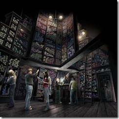 OLLIVANDERS – Ollivanders wand shop is an incredible interactive experience where the wand chooses the wizard.Early conceptual rendering of Ollivanders, located in Hogsmeade.  