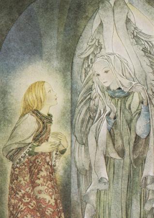 Sulamith Wulfing painting نقاشی سولامیت ولفینگ ظهور فرشته وحی بر حضرت مریم و بشارت مسیح The Donor