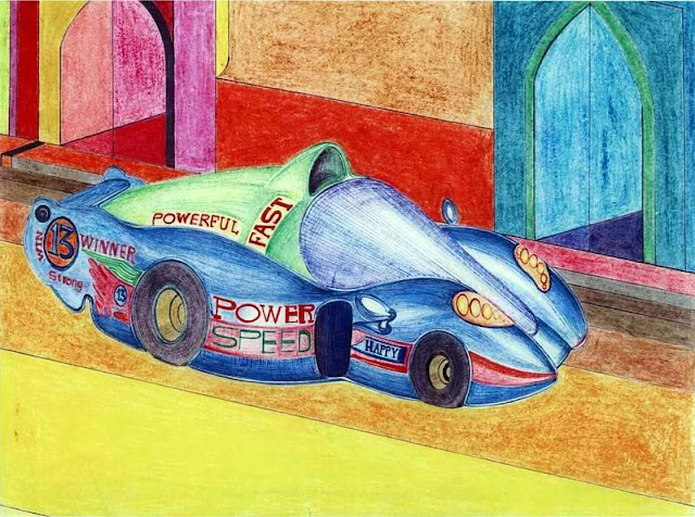 car اتوموبيل سريع painting by seyyed amin nabipoor نقاشي از سيد امين نبي پور  fast 