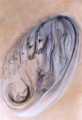 نقاشی مژده شیرازی mojdeh shirazi painting mozhde shirazy  چند اسب اسبها اسبان horses  horse