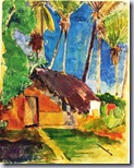 Gauguin - Thatched Hut under Palm Trees