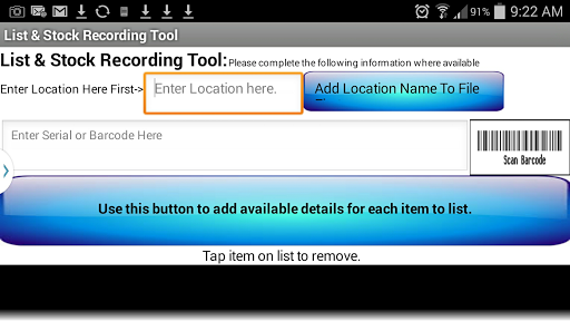 Item and Stock Recording Tool