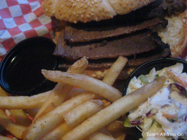 Beef Brisket Sandwich with Fries and Coleslaw at Calhoun's in Knoxville, TN