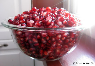 Bowl of Pomegranate Arils - Photo by Michelle Judd of Taste As You Go