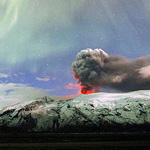 The Northern Lights are seen above the ash plume of Iceland\'s Eyjafjallajokull volcano in the evening April 22, 2010.  REUTERS/Lucas Jackson (ICELAND - Tags: DISASTER ENVIRONMENT IMAGES OF THE DAY)Ⱝ砭╳Ḟ