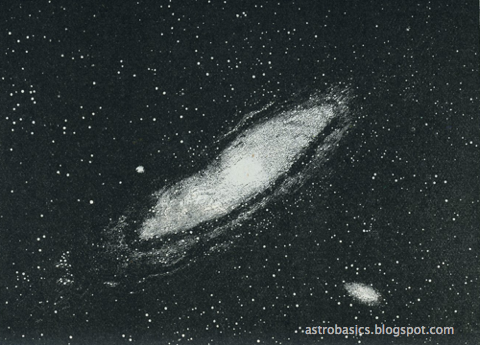 An early photograph of the Andromeda Galaxy, then thought to be a nebula in our galaxy.