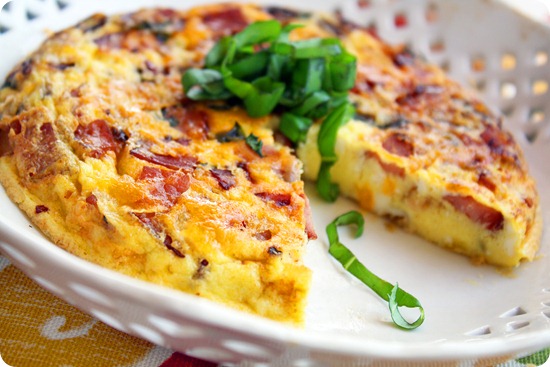 Country Frittata With Ham Cheddar And Basil The Comfort Of Cooking