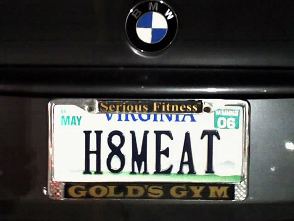 h8 meat license plate