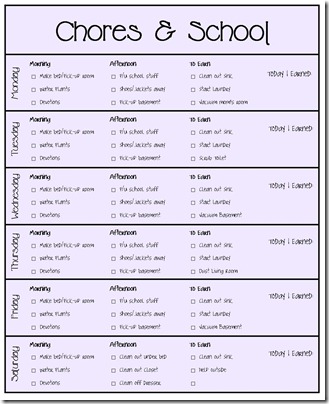 Workbox Grids Cards and Chores 2010-2011