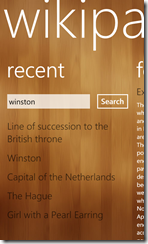 WikiPanda for Windows Phone 7 (click to enlarge)