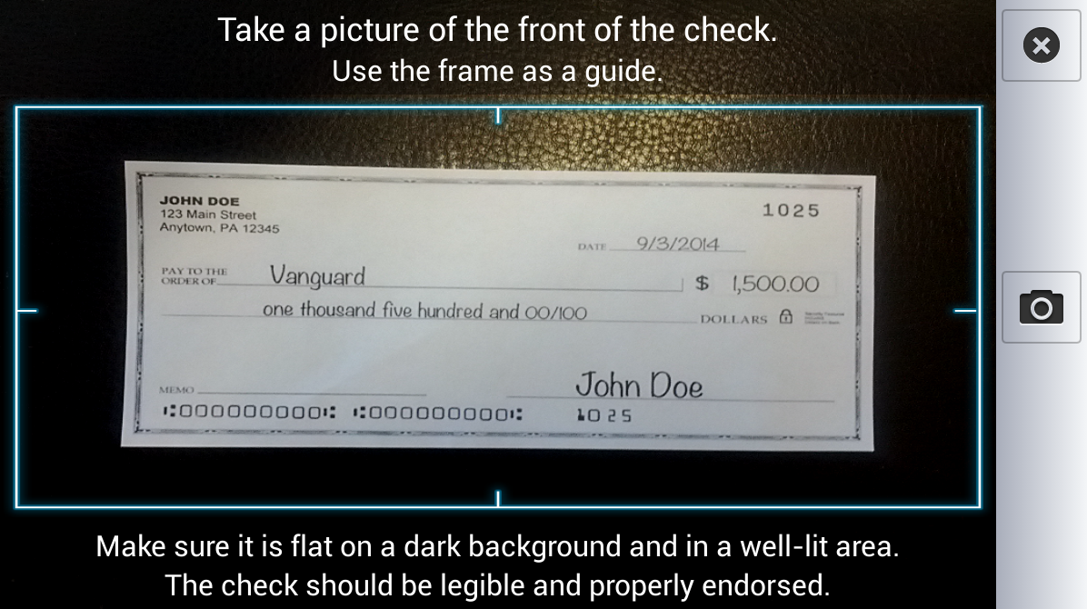 Vanguard's checkwriting service