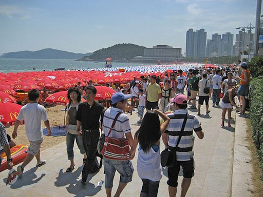 populated beach in korea not china