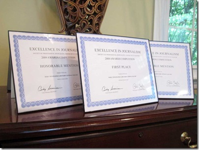 SPJ award certificates