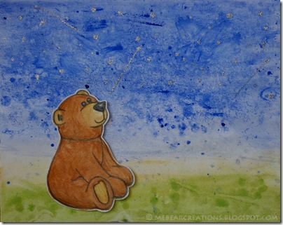 Star-Gasping, illustration, bear, wish twinkel, ster, beer, illustratie, sterren kijken, wens