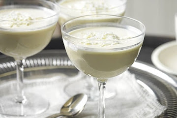 White choc & cardamom mousses