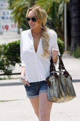 Lindsay Lohan with her Pauric Sweeney Designer Handbag