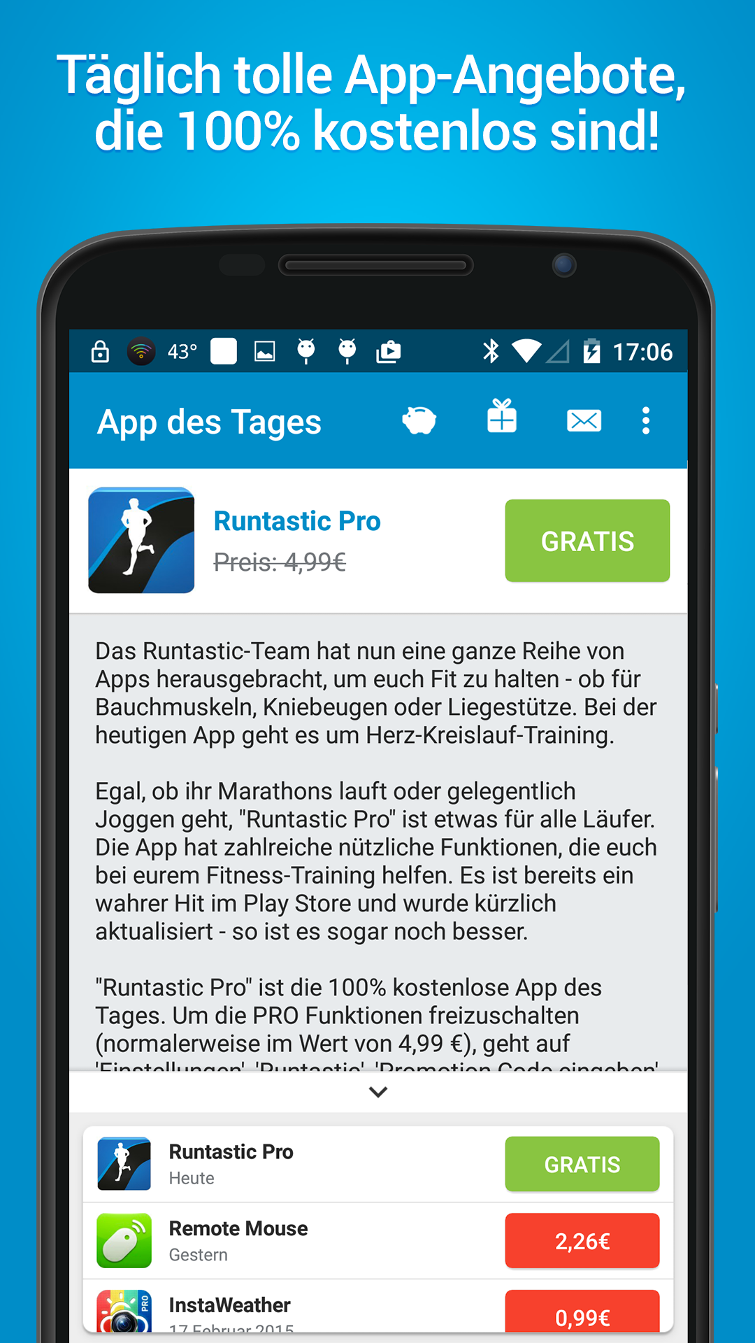 Android application App of the Day - 100% Free screenshort