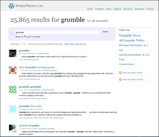 results for Grumble
