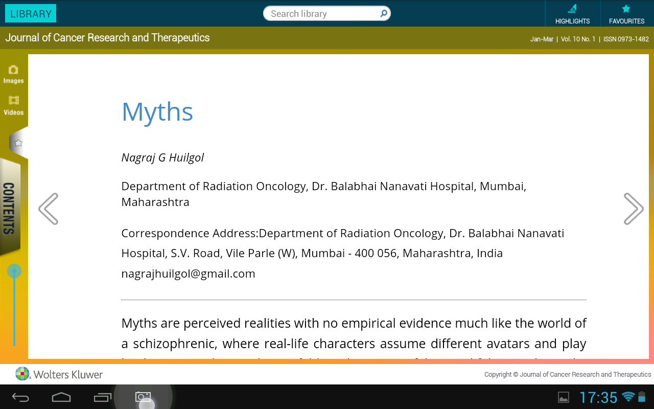   J Can Res Ther(JCRT) – snímka obrazovky 