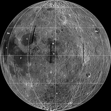mosaico da superfície lunar