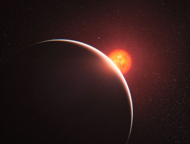 ilustração da luz de estrela na atmosfera de planeta